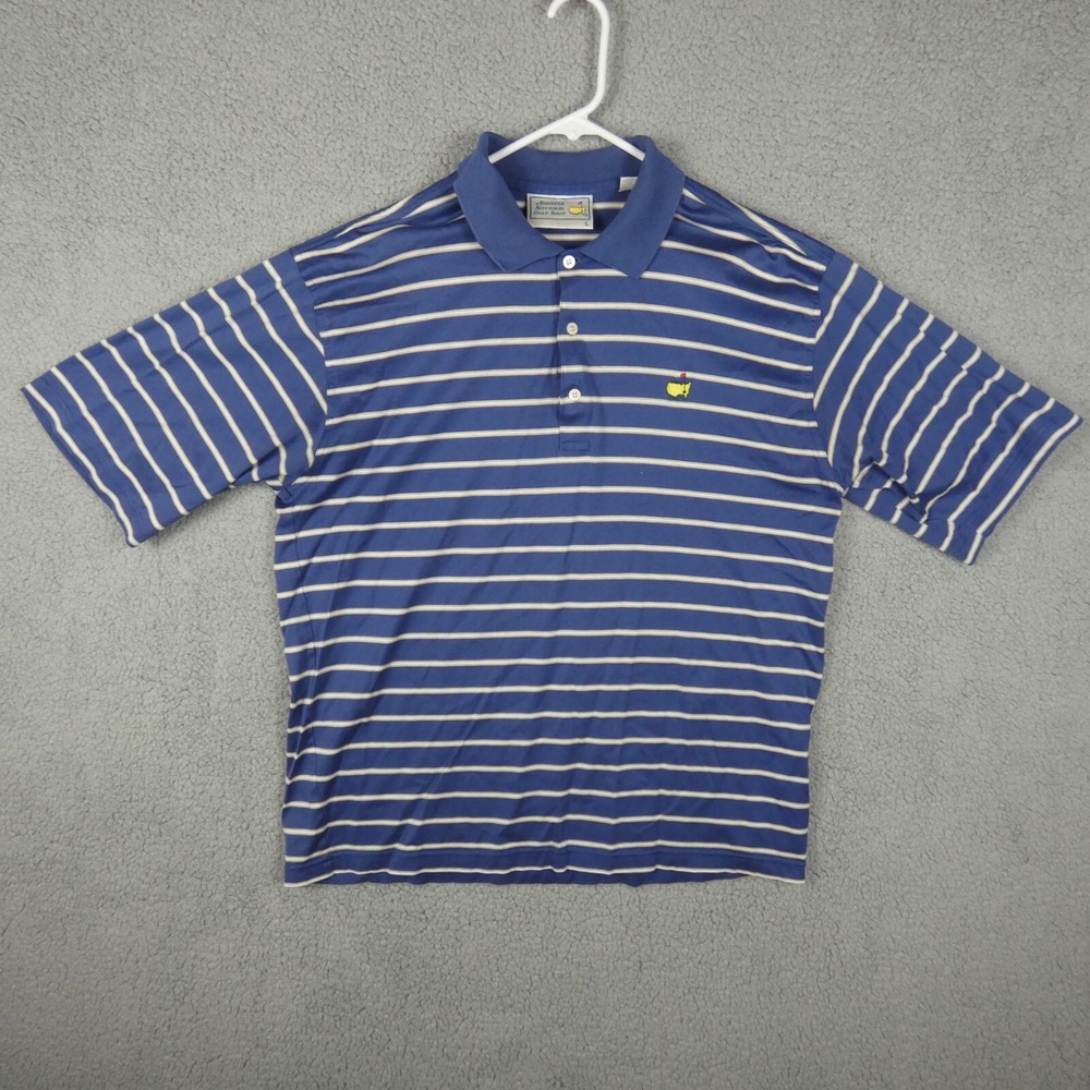 Augusta National Golf Shop Masters Polo Shirt Mens Large Blue Striped Mercerized